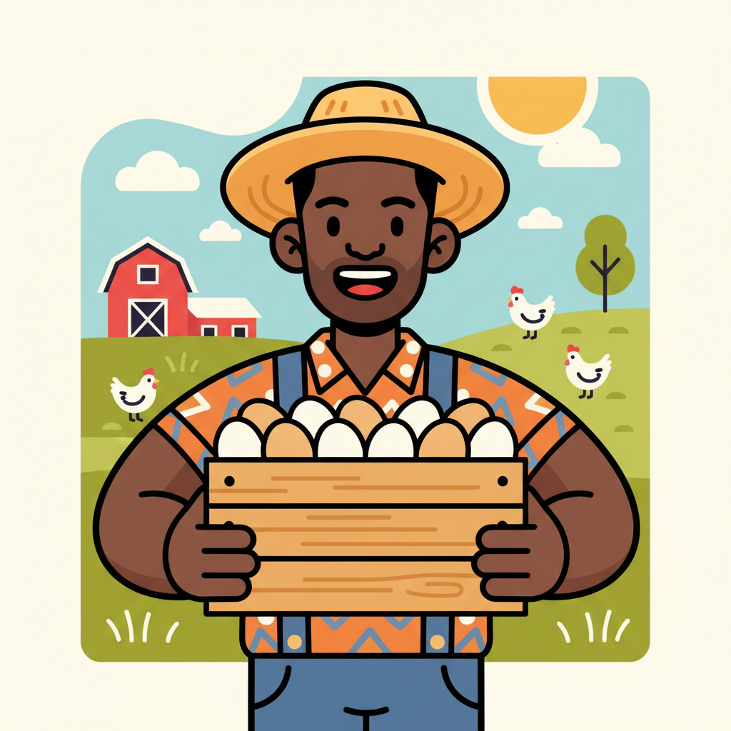Ghanaian farmer with fresh eggs